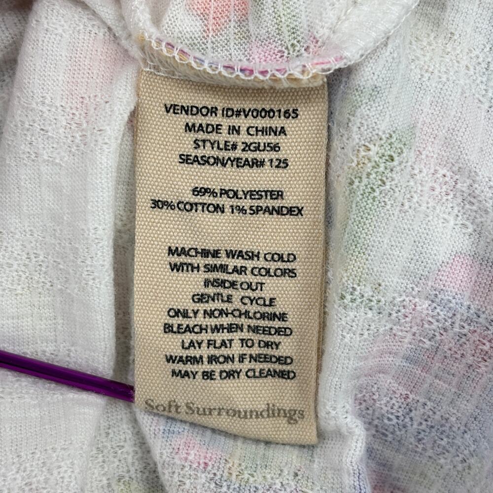 Soft Surroundings Bath Robe Size M White Multi Floral Belted Pockets Stretch - Picture 10 of 11